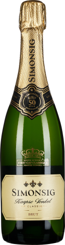 Eine elegante Sektflasche mit goldfarbenem Etikett und glänzender Folie am Flaschenhals. Die Flasche ist dunkelgrün, was dem Gesamtbild einen luxuriösen Eindruck verleiht.