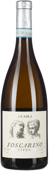 Braune Weinflasche mit silbernem Hals und kunstvoll gestaltetem Etikett.