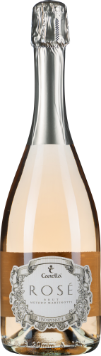 Elegante Flasche Rosé-Schaumwein mit silberner Kapsel und detailliertem Etikett.