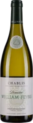 Weinflasche mit hellem, klarem Glas und elegantem Etikett in Weiß- und Grüntönen. Das Etikett trägt stilisierte Schrift und ein zentrales Logo. Die Kapsel ist dunkel und schlicht gehalten.