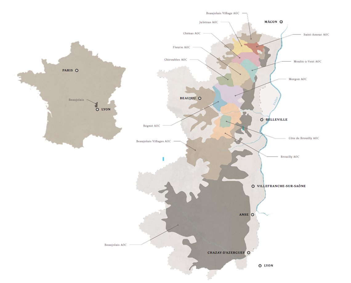 Beaujolais Gebietskarte